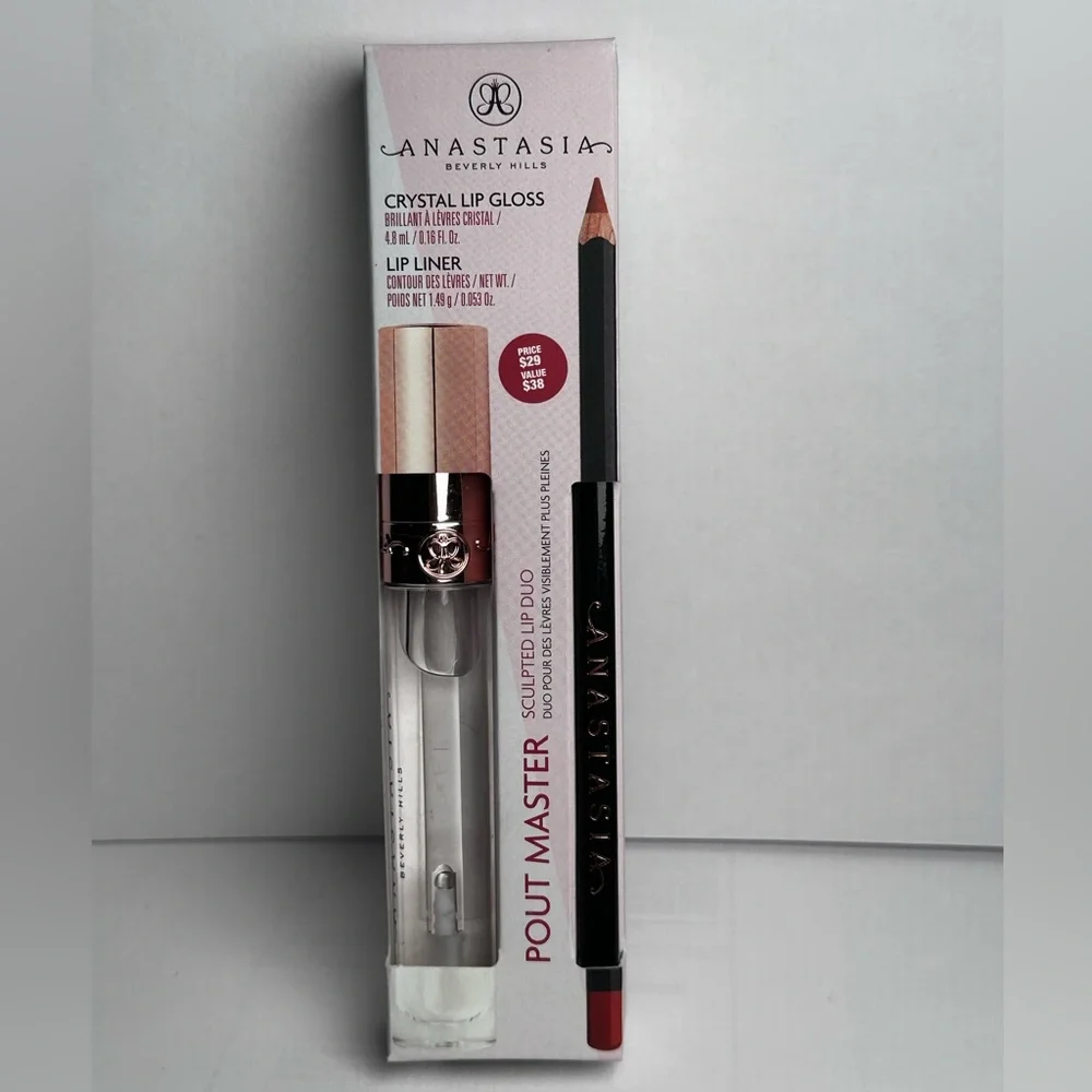 🆕 ANASTASIA BEVERLY HILLS Pout Master Sculpted Lip Duo in Clear / Warm Taupe NIB